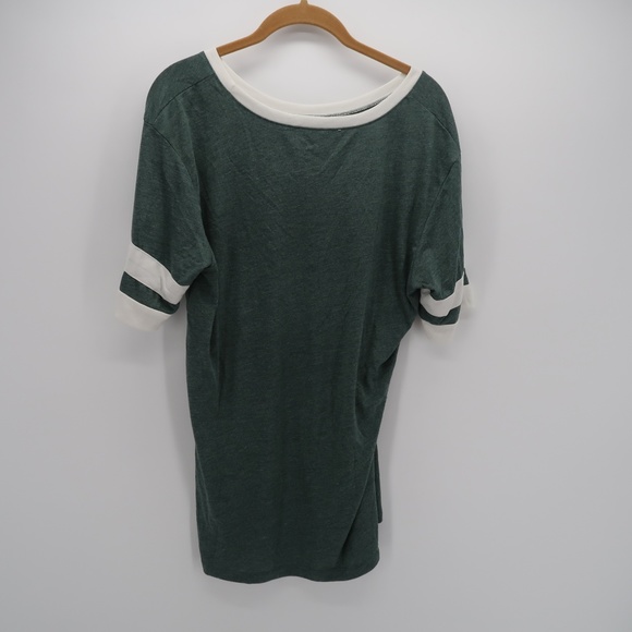 Stranded Green White KALE Stripe Sleeve Top Size L - Picture 3 of 5